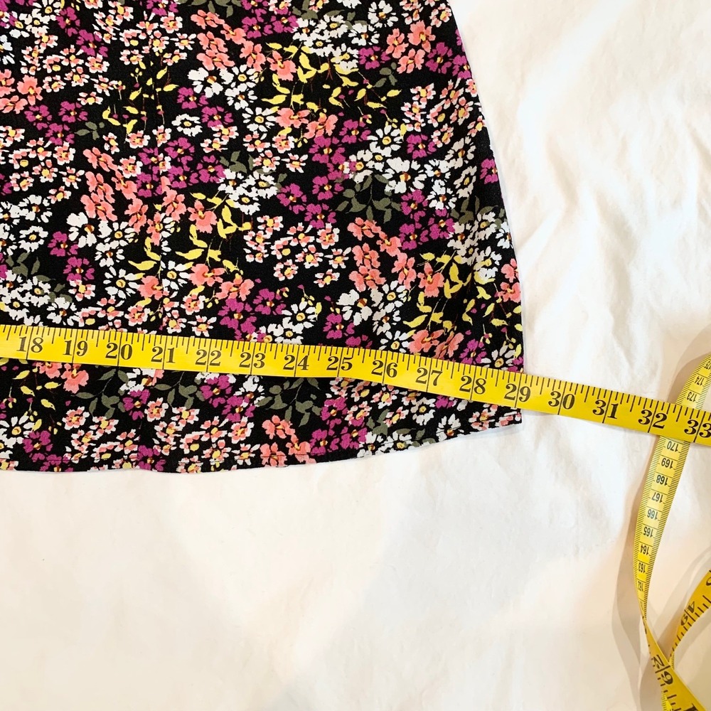 Calvin Klein Jeans Floral Midi Dress Womens M Black Pink Button Front Viscose - Picture 11 of 11